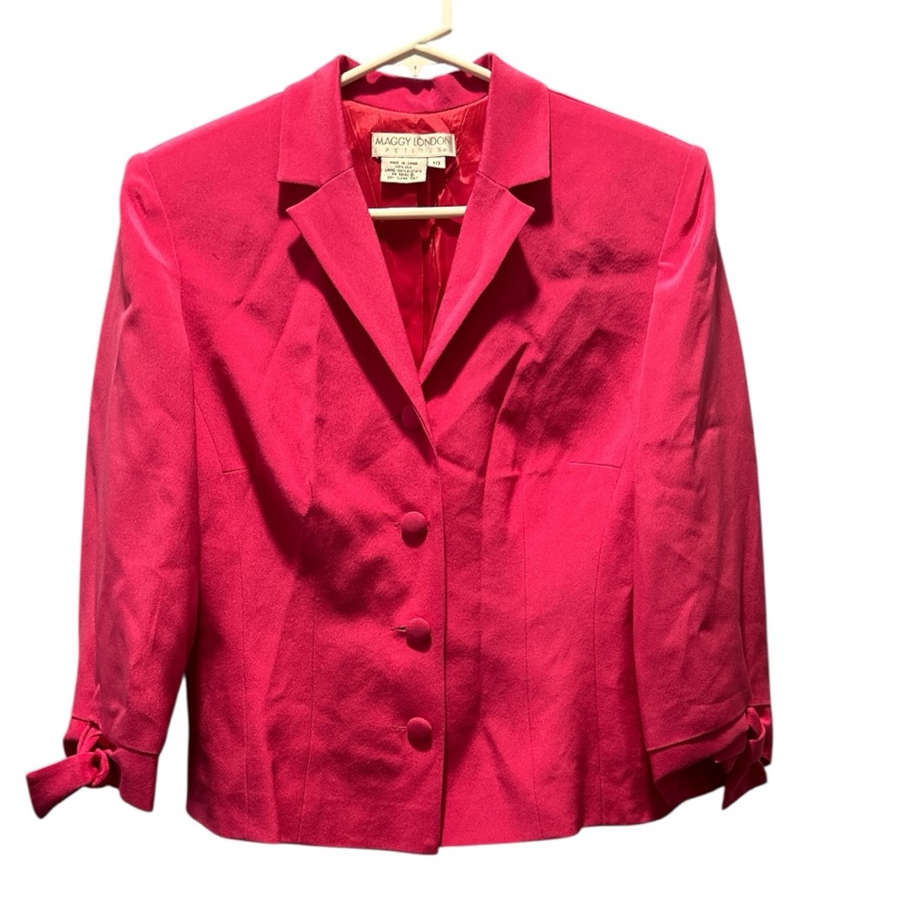 Maggy London Pink Blazer Tailored Silhouette Notched Lapels